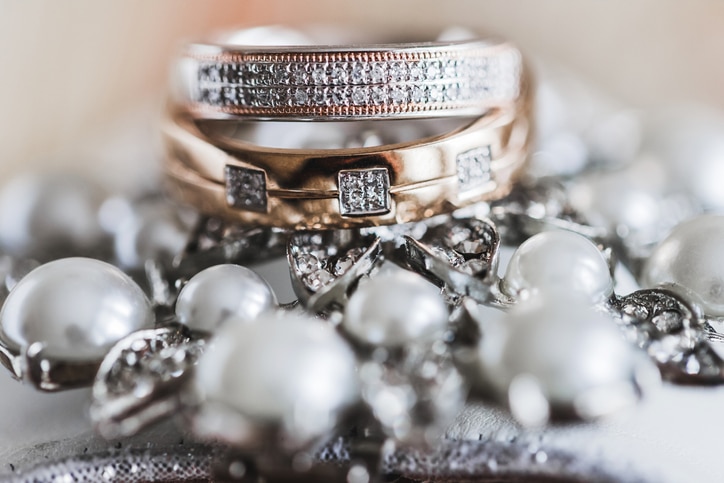 Macro photo of wedding rings